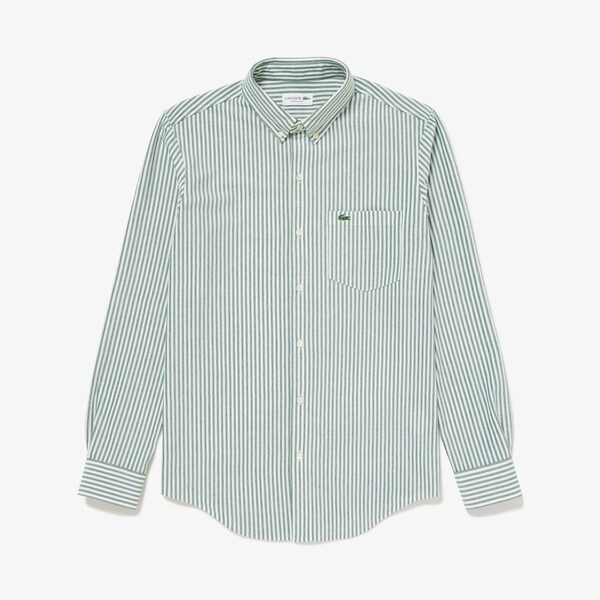ラコステ（LACOSTE）/クールマックスブレンド鹿の子地ストライプシャツ_8