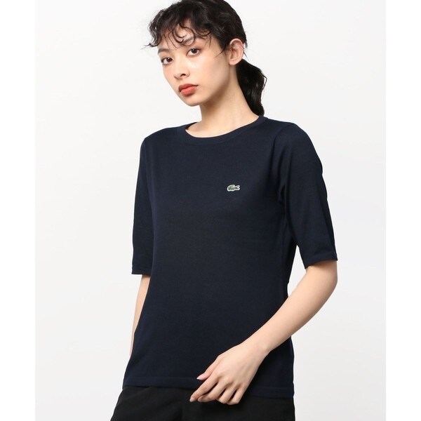 ニット セーター UVカット 吸水速乾 ウォッシャブル COOLMAX クールマックス ニット 半袖Tシャツ レディース LACOSTE ニット セーター UVカット 吸水速乾 ウォッシャブル