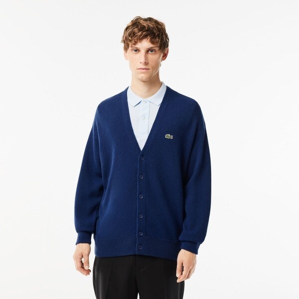 ラコステ（LACOSTE）/ガーター編みVネックカーディガン