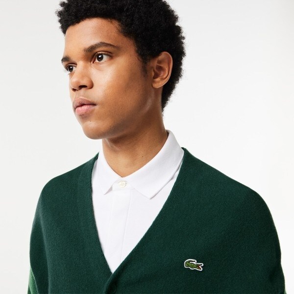 ラコステ（LACOSTE）/ガーター編みVネックカーディガン