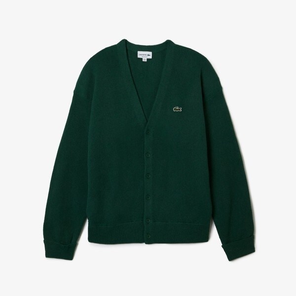 ラコステ（LACOSTE）/ガーター編みVネックカーディガン