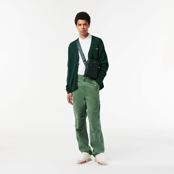 ラコステ（LACOSTE）/ガーター編みVネックカーディガン