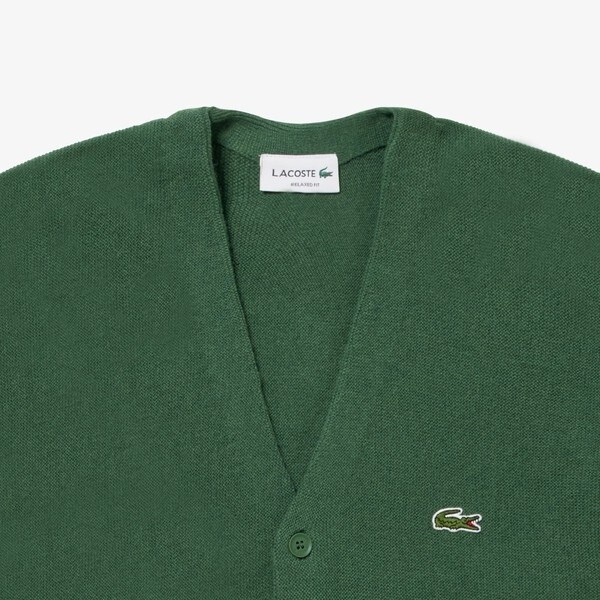 ラコステ（LACOSTE）/ガーター編みVネックカーディガン