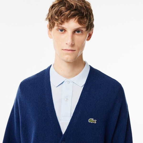 ラコステ（LACOSTE）/ガーター編みVネックカーディガン