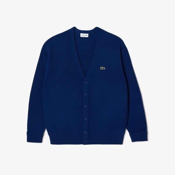 ラコステ（LACOSTE）/ガーター編みVネックカーディガン