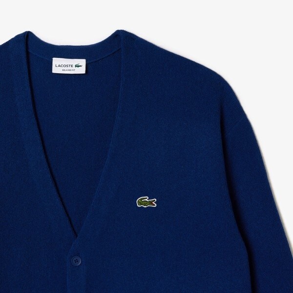 ラコステ（LACOSTE）/ガーター編みVネックカーディガン