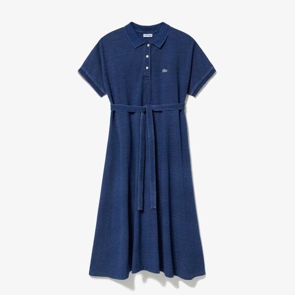 ラコステ（LACOSTE）/インディゴ 鹿の子ポロドレス ワンピースの