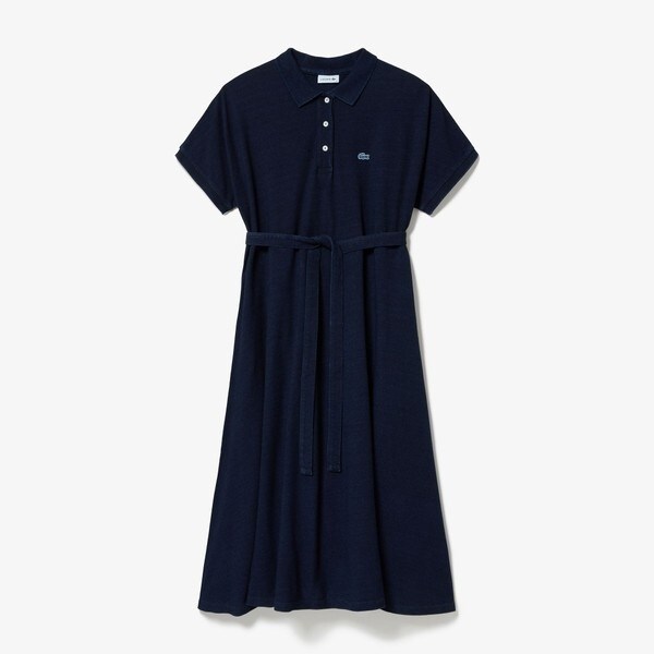 ラコステ（LACOSTE）/インディゴ 鹿の子ポロドレス ワンピースの