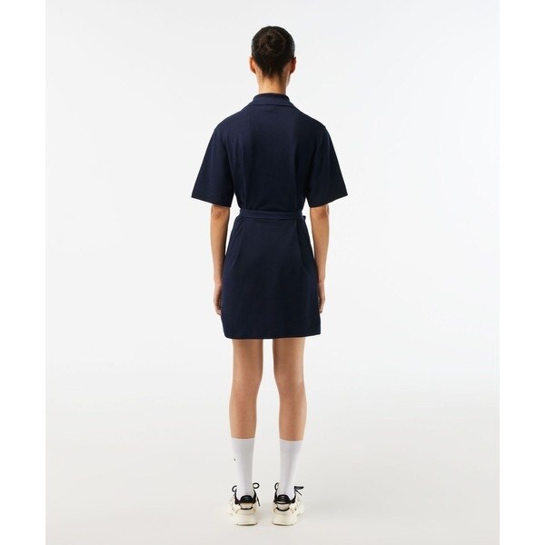 LACOSTE ラコステ　コットンリネンシャツドレス　40 ネイビー　ゴルフ コットンリネンシャツドレス EF7765L - ラコステ（LACOSTE）公式