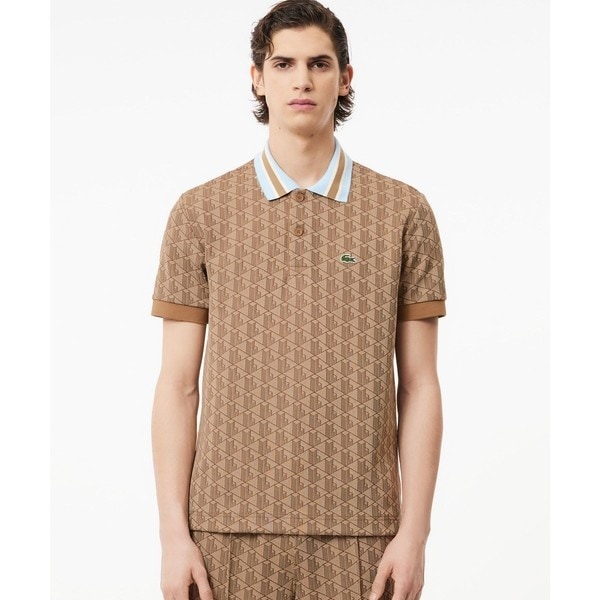 【最終値下げ】【美品】LACOSTE ラコステ モノグラム ポロシャツ ラコステ（LACOSTE）/モノグラムジャカード半袖ポロシャツの通販