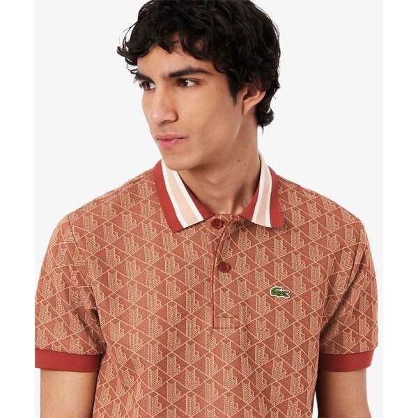 LACOSTE｜モノグラムジャカード半袖ポロシャツ | Rakuten