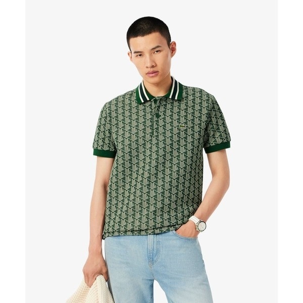 【最終値下げ】【美品】LACOSTE ラコステ モノグラム ポロシャツ ラコステ LACOSTE モノグラムオープンカラーシャツ （ライト
