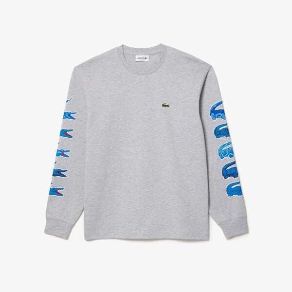 ラコステ（LACOSTE）/タイムラインクロックスリーブプリント長袖Tシャツ