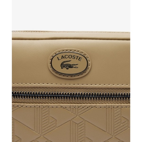 LACOSTE モノグラム レザーモノグラムリポーターバッグ LACOSTE ショルダーバッグ モノグラム レザーモノグラム