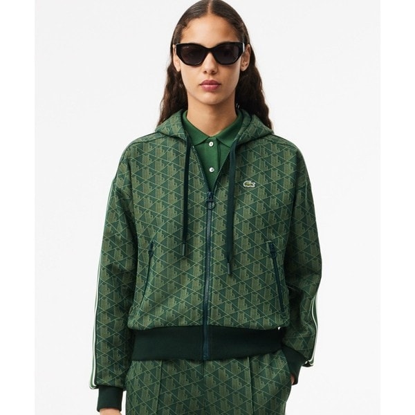 LACOSTE　モノグラム ジップアップフーディー　36(日本サイズM) LACOSTE パーカー モノグラムジャカードジップアップフーディー