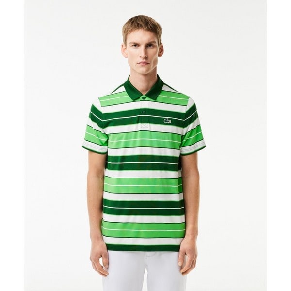 ラコステ（LACOSTE）/UVカット UPF50+ マルチカラーボーダーウルトラドライポロシャツ