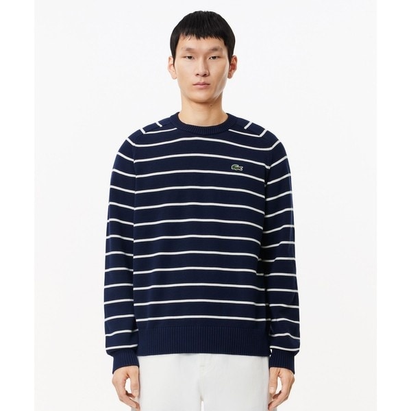 ラコステ（LACOSTE）/オーガニックコットン オーバーサイズ ボーダーニットマリンセーター
