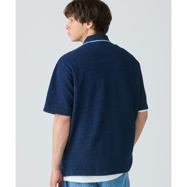 『BLUE BLUE JAPAN』 ポロシャツ　ハーフボタン　インディゴ　L WHISeL】 WH90938 半袖BDロングポロシャツ[レディース]通販