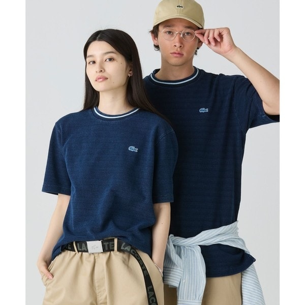 ラコステ（LACOSTE）/配色リブニットインディゴ鹿の子 半袖Tシャツ