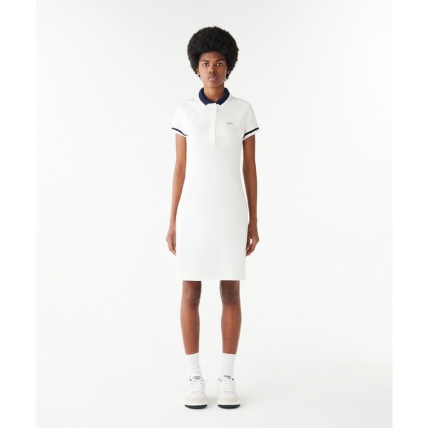 ラコステ（LACOSTE）/オーガニックコットン メッシュ切替 ワイドリブニットカラーポロワンピースの通販は