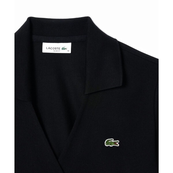 LACOSTEハイストレッチ 鹿の子 ラップフロント クロップド丈半袖ポロシャツ セール】ハイストレッチ 鹿の子 ラップフロント クロップド丈