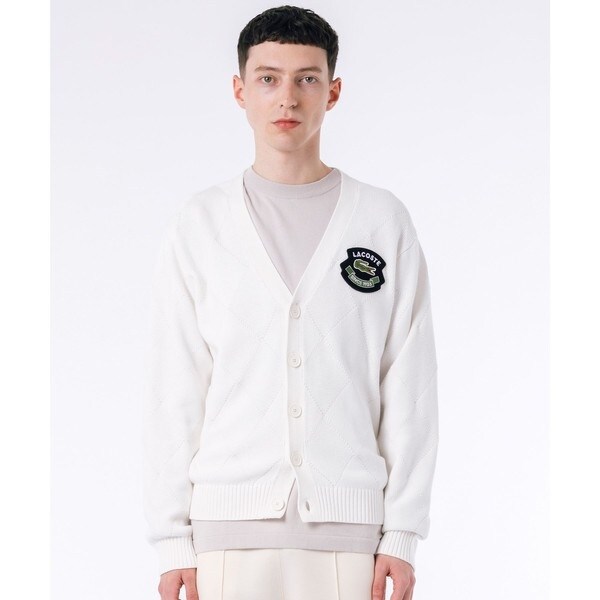 ラコステ（LACOSTE）/トーナルアーガイル柄 Vネックコットンニットカーディガン