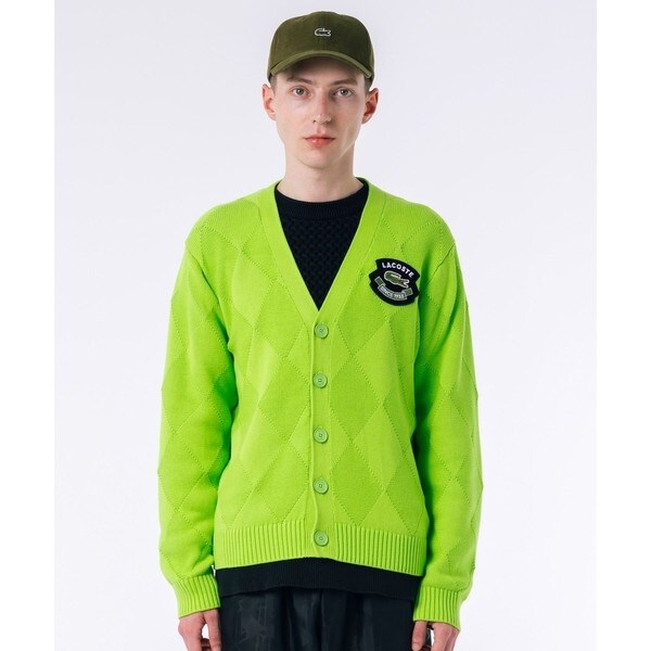 ラコステ（LACOSTE）/トーナルアーガイル柄 Vネックコットンニットカーディガン
