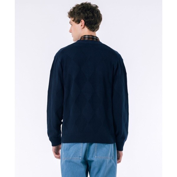 ラコステ（LACOSTE）/トーナルアーガイル柄 Vネックコットンニットカーディガン