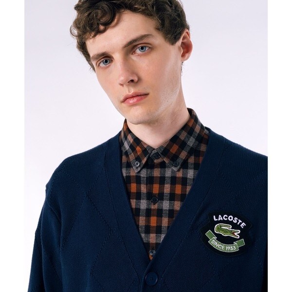 ラコステ（LACOSTE）/トーナルアーガイル柄 Vネックコットンニットカーディガン