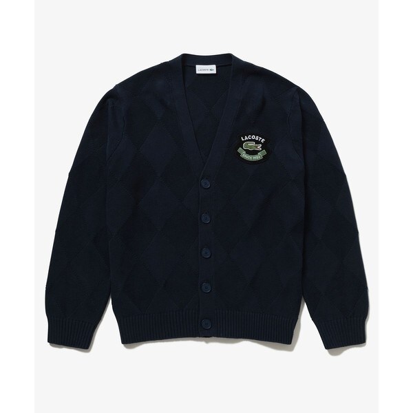 ラコステ（LACOSTE）/トーナルアーガイル柄 Vネックコットンニットカーディガン