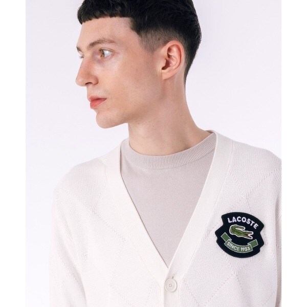 ラコステ（LACOSTE）/トーナルアーガイル柄 Vネックコットンニットカーディガン