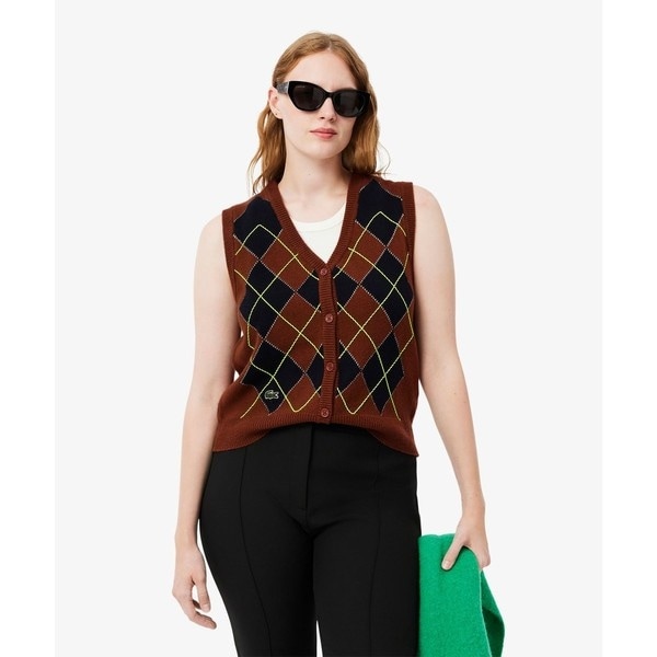 ラコステ（LACOSTE）/アーガイル柄 ジャガード織り ニットベスト / ウールベスト