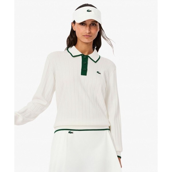 ラコステ（LACOSTE）/ハイストレッチ バイカラーポロカラーゴルフニットセーター_1