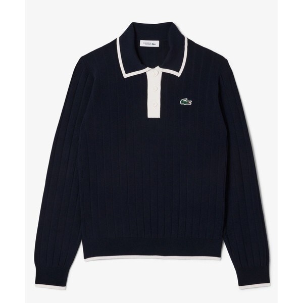 ラコステ（LACOSTE）/ハイストレッチ バイカラーポロカラーゴルフニットセーター_4