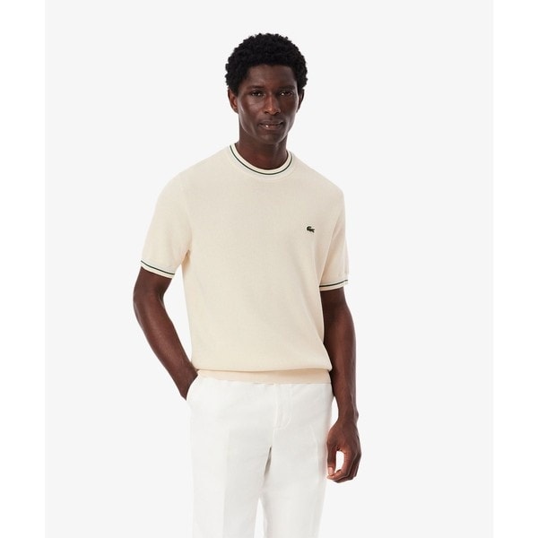 ラコステ（LACOSTE）/ドライタッチ 配色ラインハイゲージ半袖ニット