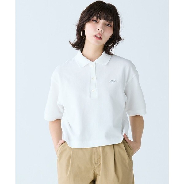 ラコステ　鹿の子 ワイド クロップド丈 半袖　ポロシャツ　LACOSTE ラコステ（LACOSTE）/ヘビーウェイト鹿の子 ワイド クロップド丈 半袖