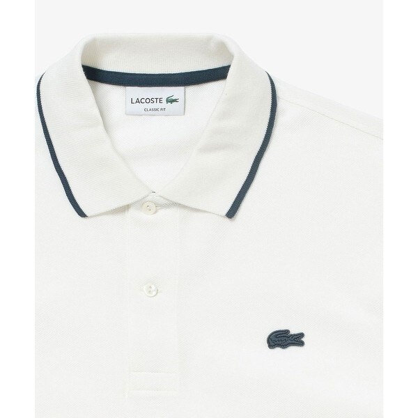 ラコステ（LACOSTE）/スリーブネームパッチ 配色ライン鹿の子地