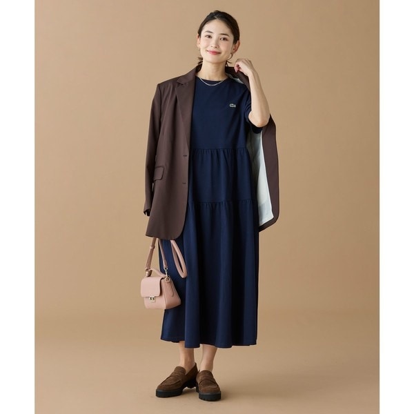 ラコステ（LACOSTE）/ティアード切り替え コットンドレス マキシ丈 ワンピース