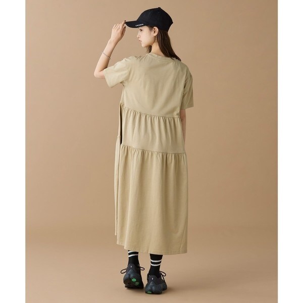 ラコステ（LACOSTE）/ティアード切り替え コットンドレス マキシ丈