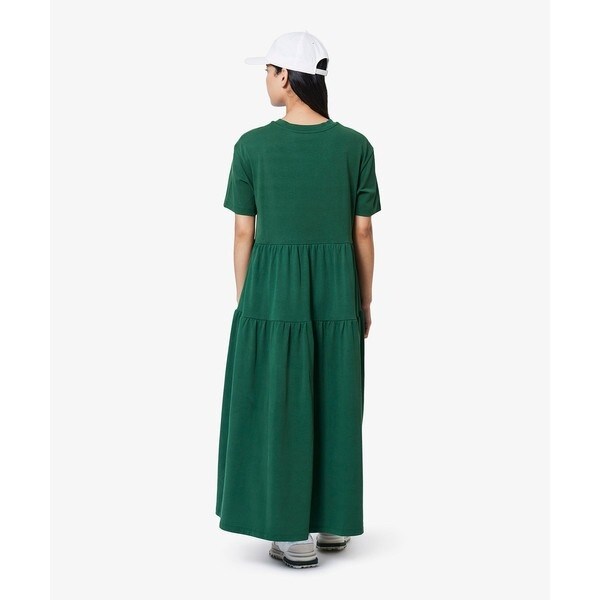 ラコステ（LACOSTE）/ティアード切り替え コットンドレス マキシ丈