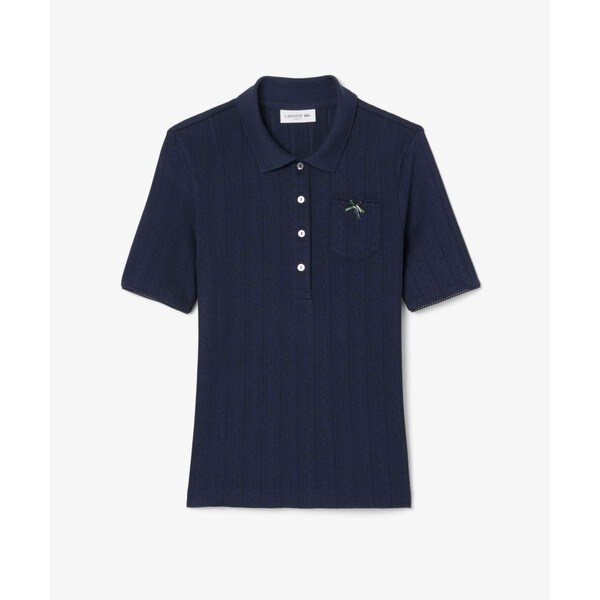 ラコステ（LACOSTE）/レース調 リボン付き ポインテルニット 半袖ポロシャツ_5
