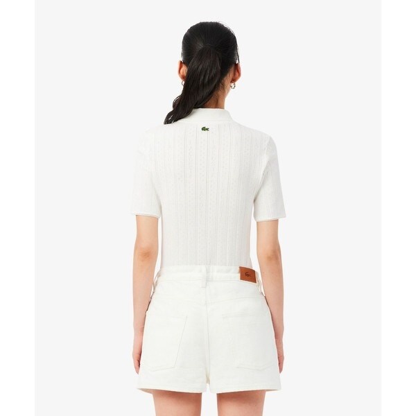 ラコステ（LACOSTE）/レース調 リボン付き ポインテルニット 半袖ポロシャツ_10