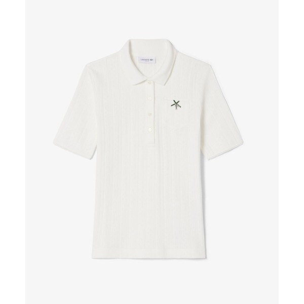 ラコステ（LACOSTE）/レース調 リボン付き ポインテルニット 半袖ポロシャツ_11