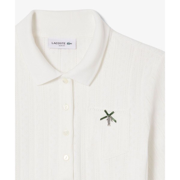 ラコステ（LACOSTE）/レース調 リボン付き ポインテルニット 半袖ポロシャツ_12