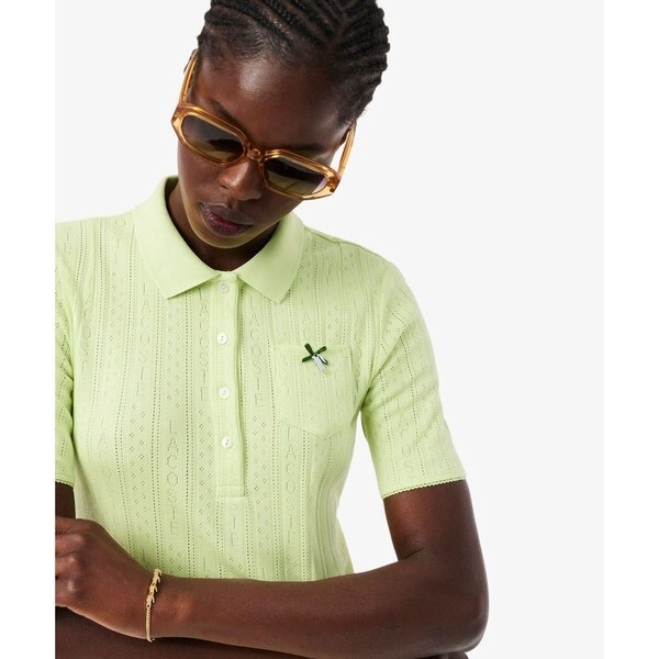 ラコステ（LACOSTE）/レース調 リボン付き ポインテルニット 半袖ポロシャツ_16