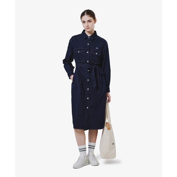 ラコステ（LACOSTE）/ロングデニムシャツドレス / シャツワンピース ウエストベルト付き_2