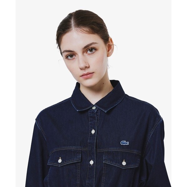 ラコステ（LACOSTE）/ロングデニムシャツドレス / シャツワンピース ウエストベルト付き_4