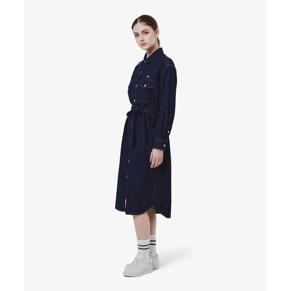 ラコステ（LACOSTE）/ロングデニムシャツドレス / シャツワンピース ウエストベルト付き_6