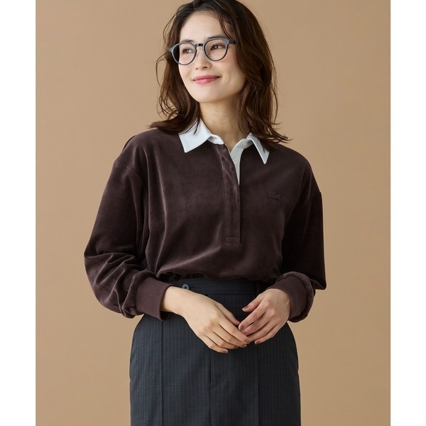 ラコステ（LACOSTE）/ルーズシルエット サイドスリット ベロアポロシャツ