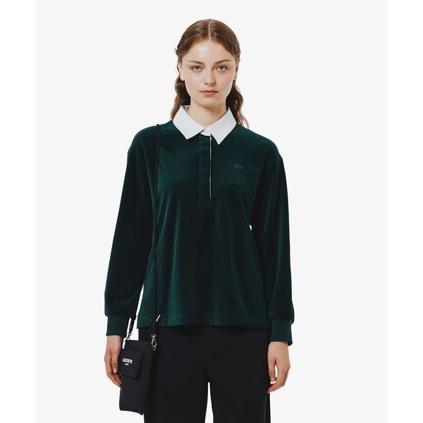 ラコステ（LACOSTE）/ルーズシルエット サイドスリット ベロアポロシャツ_1